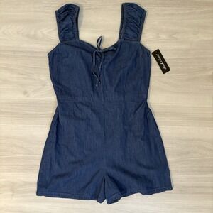 Derek Heart Romper Womens Blue Style Jean Denim Romper Size Large
